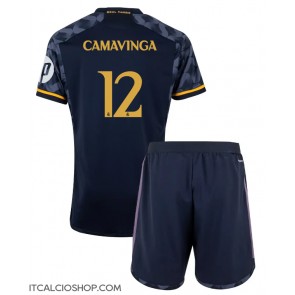 Real Madrid Eduardo Camavinga #12 Seconda Maglia Bambino 2023-24 Manica Corta (+ Pantaloni corti)